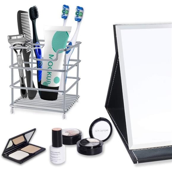 Stainless Steel Toothbrush Holder Bathroom Organizer Rustproof Toothpaste Stand - Picture 6 of 8